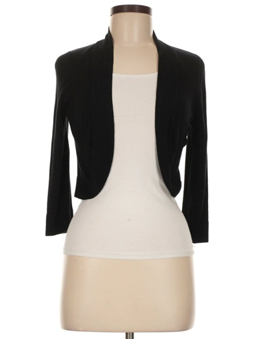 Jessica Howard Open-Front Cropped Cardigan Bolero Knit Sweater, Black, Size S